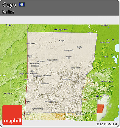 Shaded Relief 3D Map of Cayo, physical outside
