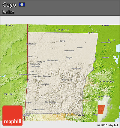 Shaded Relief 3D Map of Cayo, physical outside