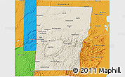 Shaded Relief 3D Map of Cayo, political outside