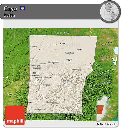Shaded Relief 3D Map of Cayo, satellite outside