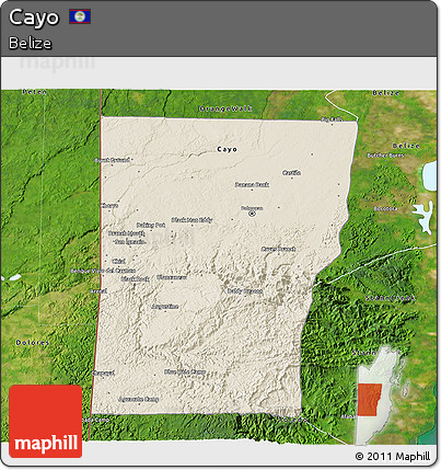 Shaded Relief 3D Map of Cayo, satellite outside