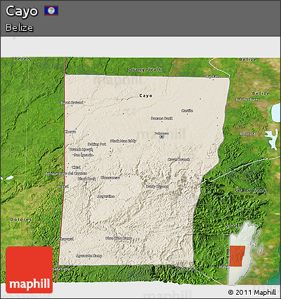 Shaded Relief 3D Map of Cayo, satellite outside