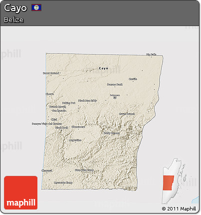 Shaded Relief 3D Map of Cayo, single color outside