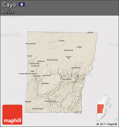Shaded Relief 3D Map of Cayo, single color outside