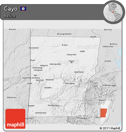 Silver Style 3D Map of Cayo