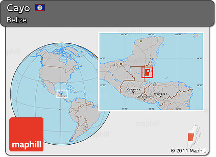 Gray Location Map of Cayo, within the entire country