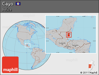 Gray Location Map of Cayo, within the entire country