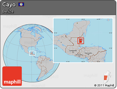 Gray Location Map of Cayo, within the entire country