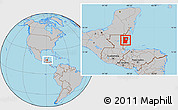 Gray Location Map of Cayo, within the entire country