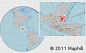 Gray Location Map of Cayo, highlighted country, hill shading