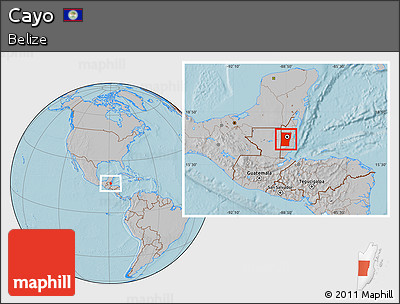 Gray Location Map of Cayo, hill shading