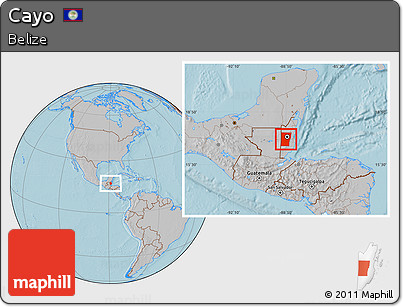 Gray Location Map of Cayo, hill shading