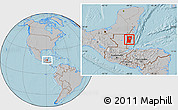 Gray Location Map of Cayo, hill shading