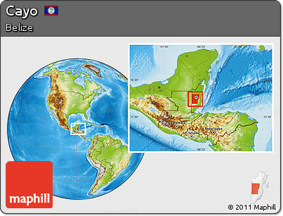 Physical Location Map of Cayo, within the entire country