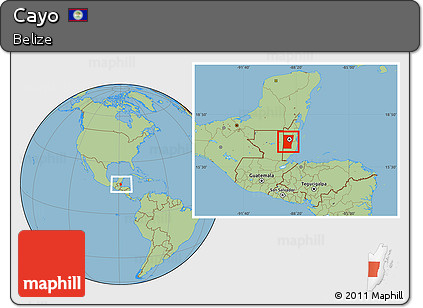 Savanna Style Location Map of Cayo, within the entire country