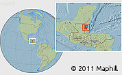 Savanna Style Location Map of Cayo, within the entire country, hill shading