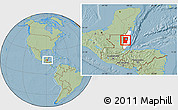 Savanna Style Location Map of Cayo, highlighted country, within the entire country, hill shading