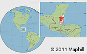 Savanna Style Location Map of Cayo, highlighted country, within the entire country