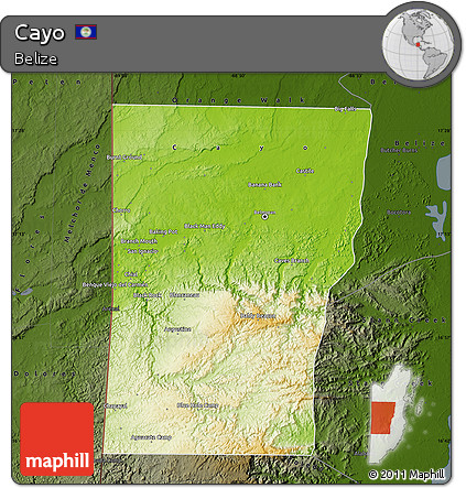 Physical Map of Cayo, darken