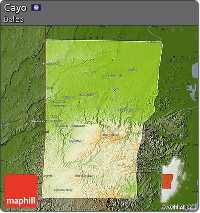 Physical Map of Cayo, darken