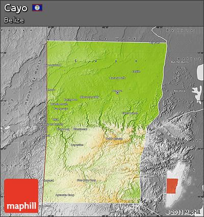Physical Map of Cayo, desaturated