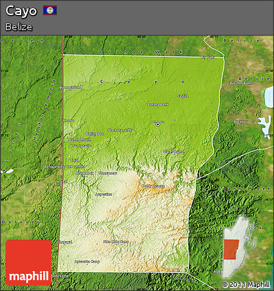 Physical Map of Cayo, satellite outside