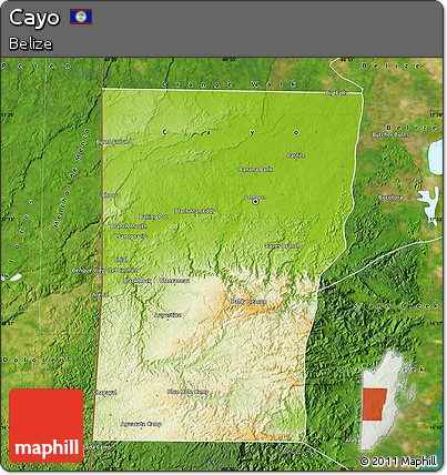Physical Map of Cayo, satellite outside