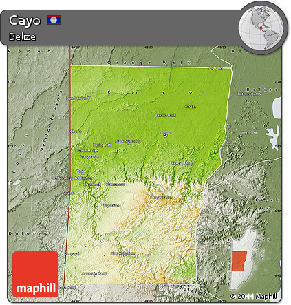 Physical Map of Cayo, semi-desaturated