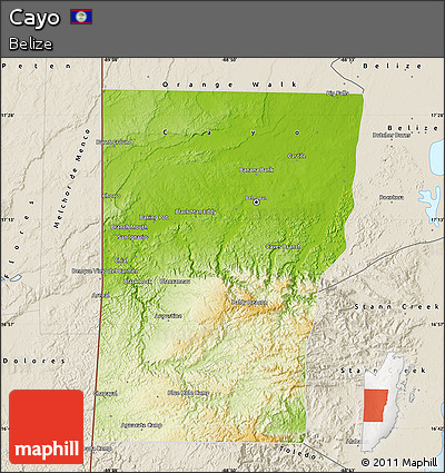 Physical Map of Cayo, shaded relief outside