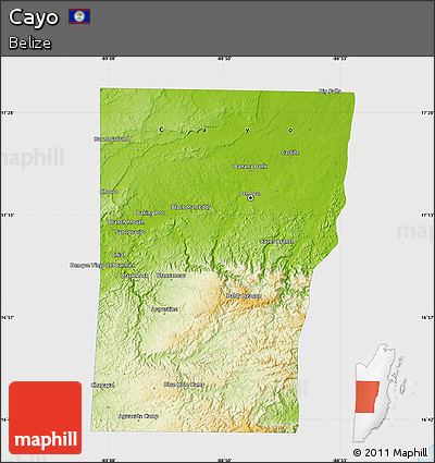 Physical Map of Cayo, single color outside