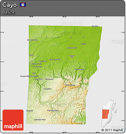 Physical Map of Cayo, single color outside