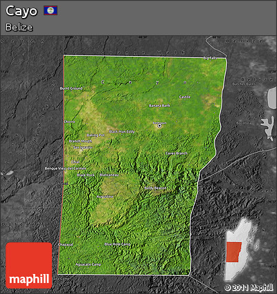 Satellite Map of Cayo, darken, desaturated