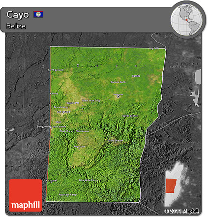 Satellite Map of Cayo, darken, desaturated