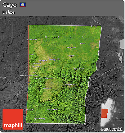 Satellite Map of Cayo, darken, desaturated