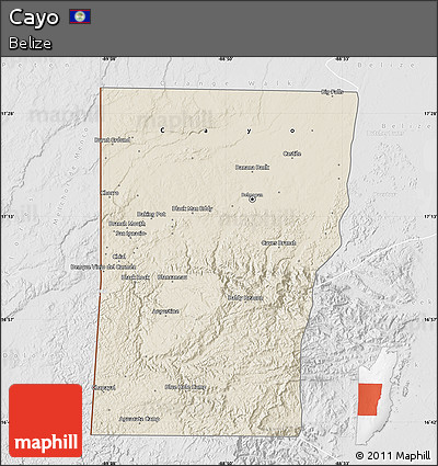Shaded Relief Map of Cayo, lighten, desaturated