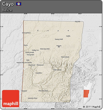 Shaded Relief Map of Cayo, lighten, desaturated