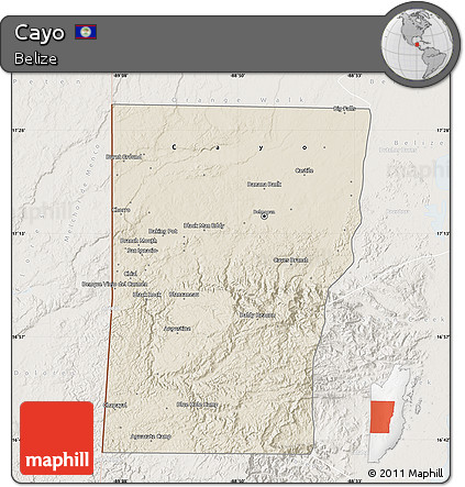 Shaded Relief Map of Cayo, lighten