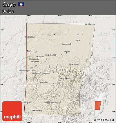 Shaded Relief Map of Cayo, lighten