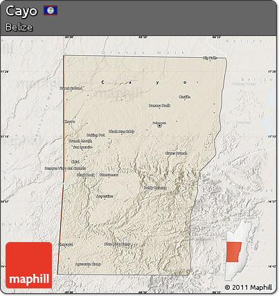 Shaded Relief Map of Cayo, lighten