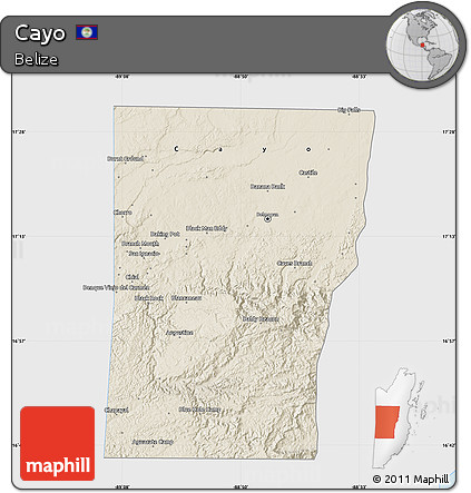 Shaded Relief Map of Cayo, single color outside