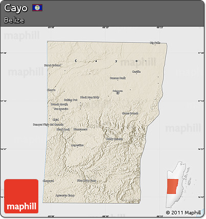 Shaded Relief Map of Cayo, single color outside