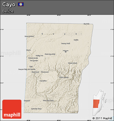 Shaded Relief Map of Cayo, single color outside