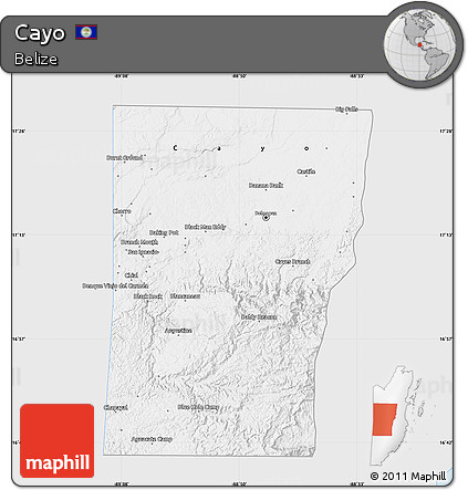 Silver Style Map of Cayo, single color outside