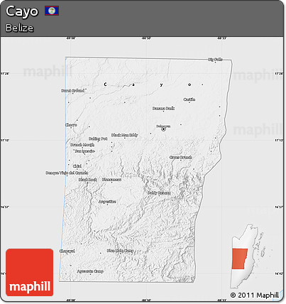 Silver Style Map of Cayo, single color outside
