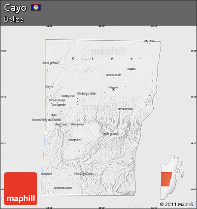 Silver Style Map of Cayo, single color outside