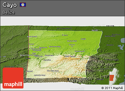 Physical Panoramic Map of Cayo, darken