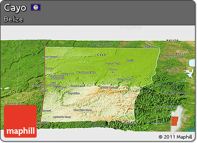 Physical Panoramic Map of Cayo, satellite outside