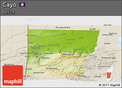 Physical Panoramic Map of Cayo, shaded relief outside