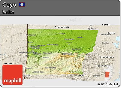 Physical Panoramic Map of Cayo, shaded relief outside