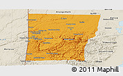 Political Panoramic Map of Cayo, shaded relief outside